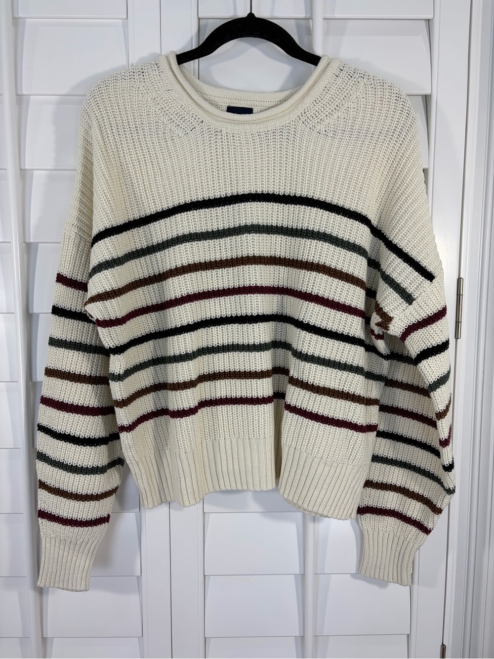 GAP Cream Striped Crewneck Sweater (M)